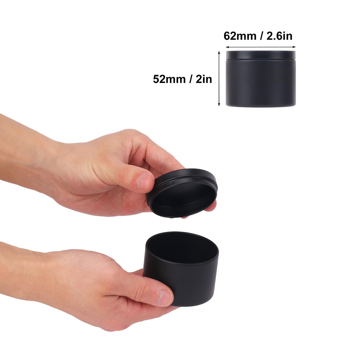 Biugaaufai 48 Pack 4 oz Black Metal Candle Tins with Lids, Round Bulk Metal Candle Jar, Matte Finish, for DIY Candle Making and Storage