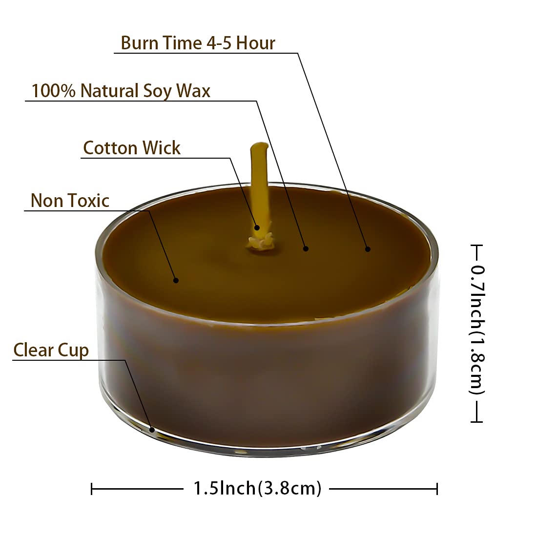 DEYBBY Scented Tealight Candles, Long Lasting Soywax Tea Candle Used for All of Holders|Clear Cup|12 Counts|Up to 4 Hour Burn Time|Coffee
