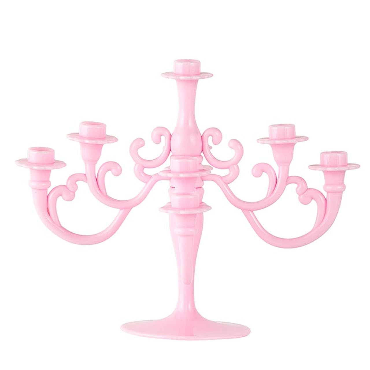 Slant Party Supplies - Birthday Candle Holder Candelabra Cake Topper, 5.5" H, Pink