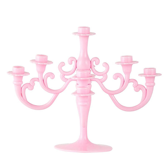 Slant Party Supplies - Birthday Candle Holder Candelabra Cake Topper, 5.5" H, Pink