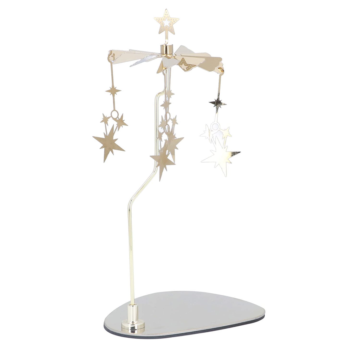 Rengue Rotating Candle Holder, Wind Design Stainless Steel Wind Design 5.1x4.1in Tray 7.1in Stand Height for Romantic Home Decor Wedding (#5)
