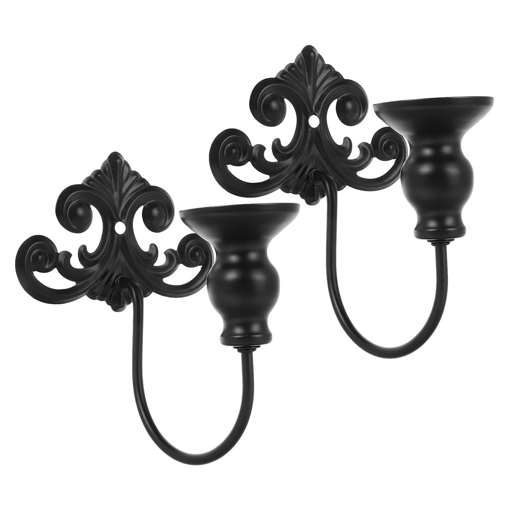 Amosfun Vintage Metal Wall Candle Holder 5.90x4.92x4.52In Iron Frame – Space-Saving for Small Apartments, Rustic Ambiance for Living Room Bedroom Dining Room