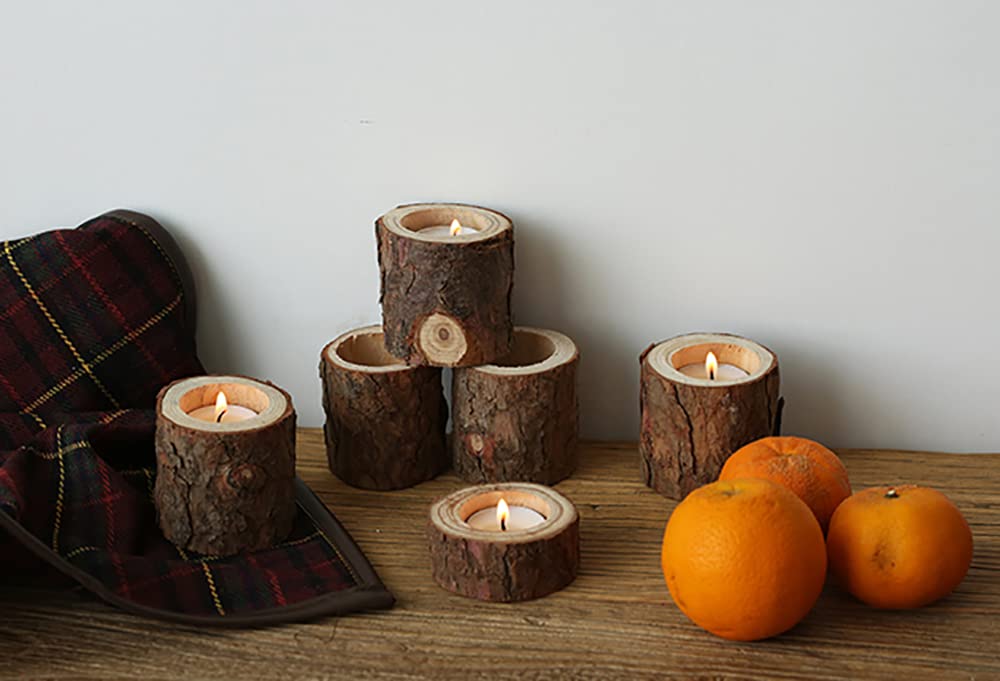 Lawei 20 Pack Wooden Tealight Candle Holder, Wood Votive Tealight Holder Tealight Candlestick for Wedding Party Birthday Holiday Decoration