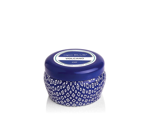 Capri Blue Volcano Scented Mini Tin Jar Candle - Luxury Candles for Home Scented with Tropical Fruit & Sugared Citrus - Soy Candle Wax Blend (Blue, 3 oz)