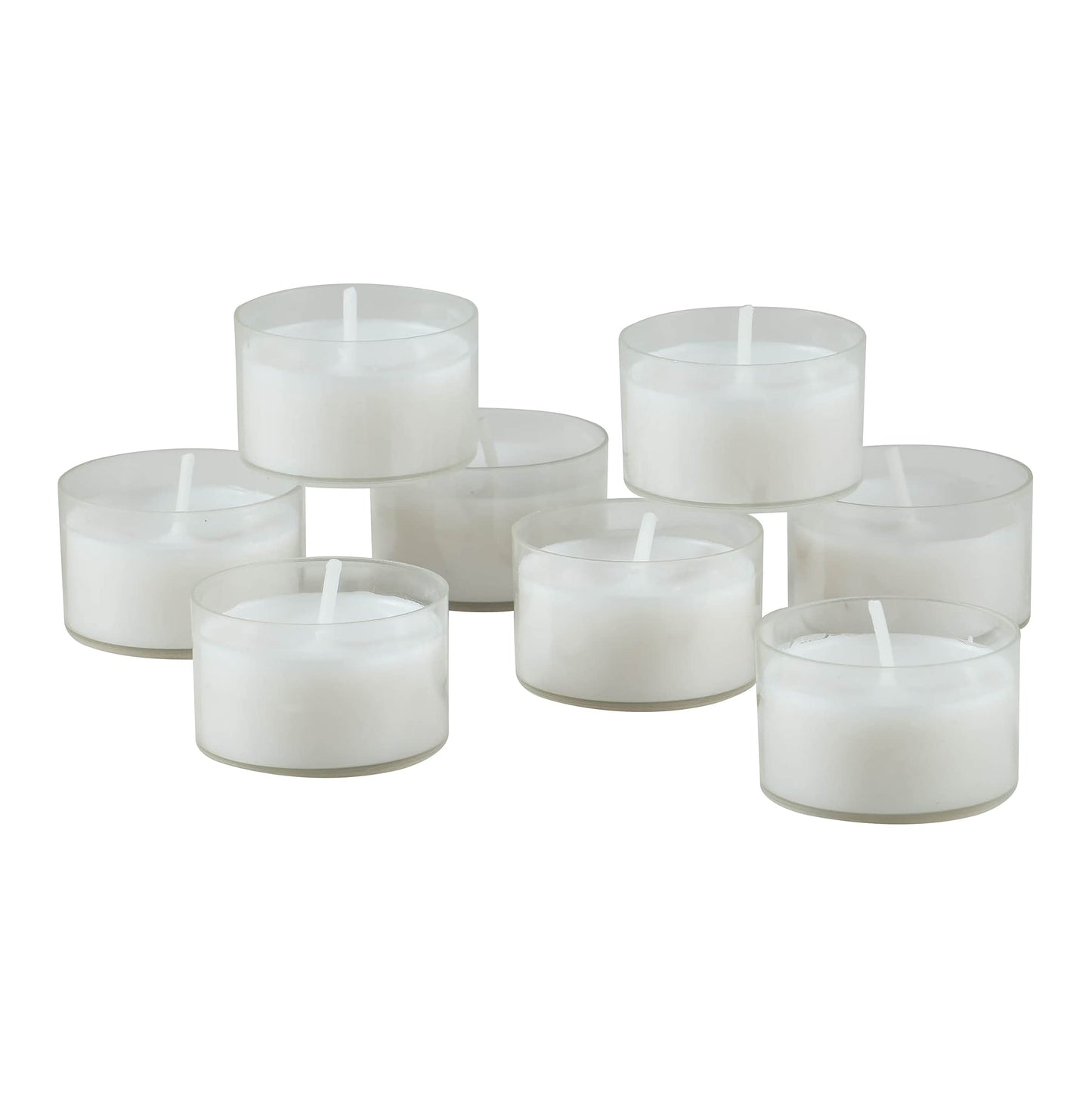 Stonebriar SB-SP-3548A Tall 3 x 6 Inch Unscented Ivory Pillar Candle Set, Set of 6, 3x6 & 96 Pack Unscented 6 to 7 Hour Extended Burn Time Clear Cup Tea Light Candles,White