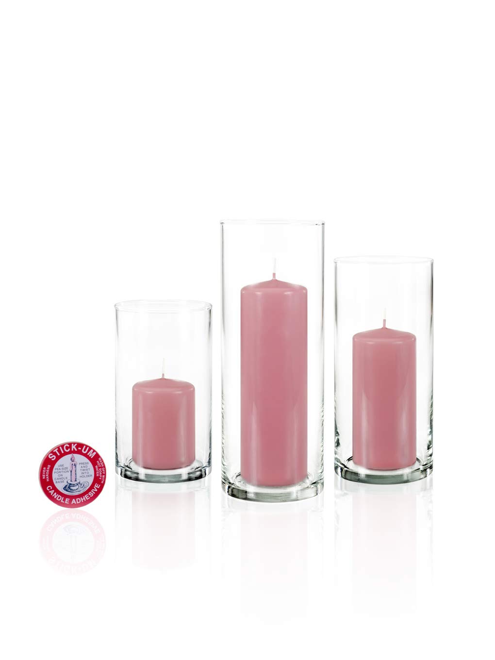 yummi Set of 12 Slim Pillars and Cylinder Vases - Light Rose