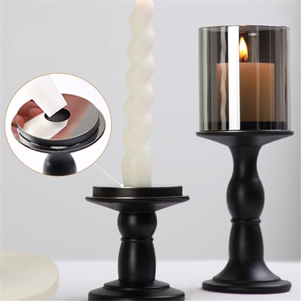 Candlestick Holders Retro Candlestick Ornaments Black Roman Column Base Candle Holder Light Luxury Decoration Candle Holders(Large)