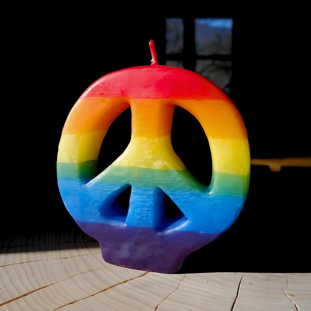 Candlestock Rainbow Peace Sign Candle - Pride Candle Handmade in Woodstock NY