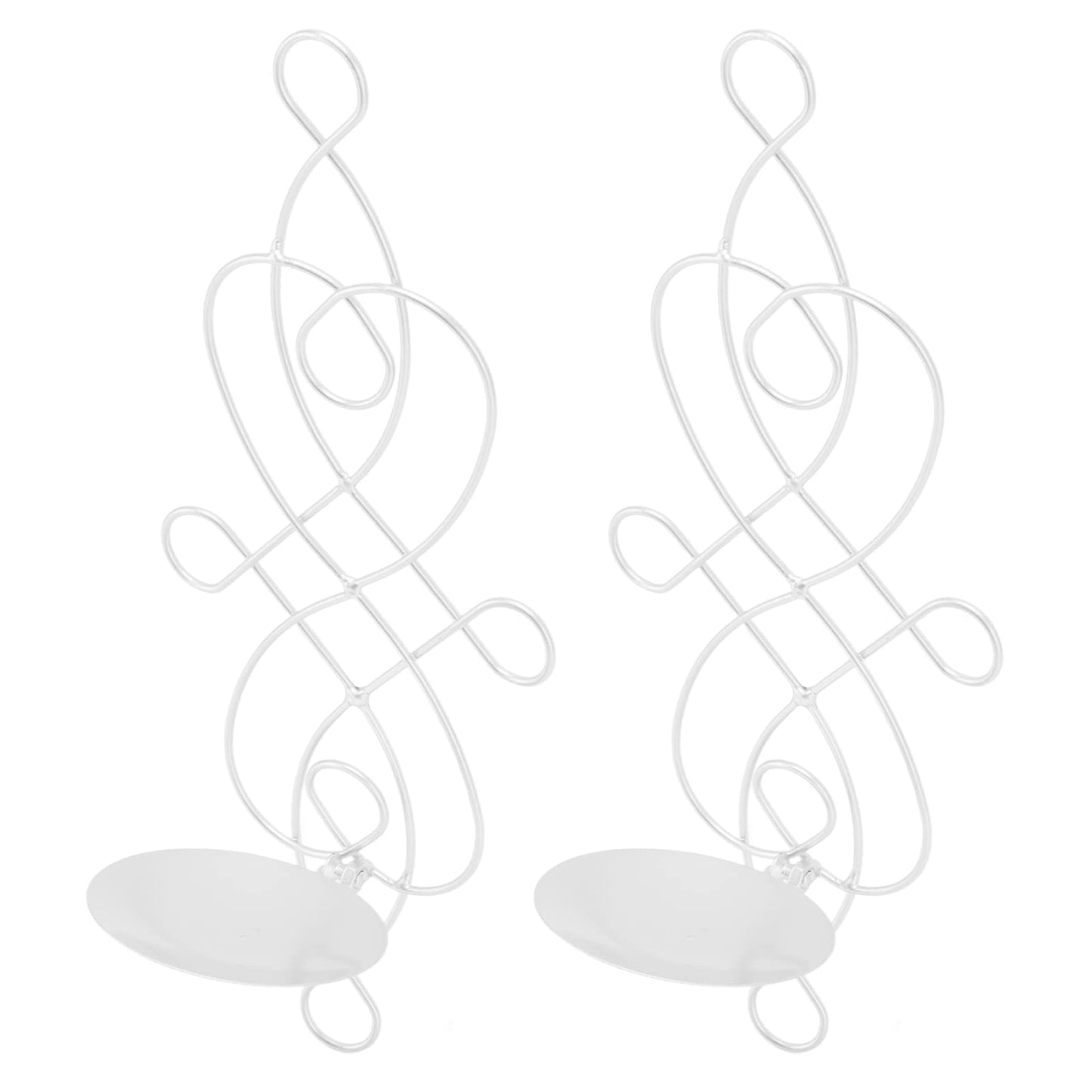 Wall Sconces Candle Holder Set of 2 – Foldable Iron Hanging Candle Sconce Holder for Bedroom & Dining Room, Rustic White Finish, Compatible with Standard Taper Candles