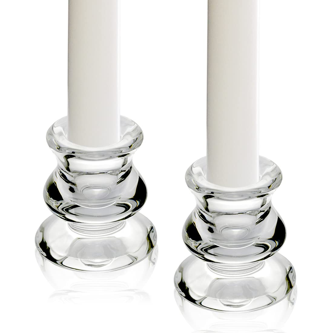 Clear Glass Candlestick Holders, Set of 6 Taper Candle Holders for Wedding, Decoration and Dinning