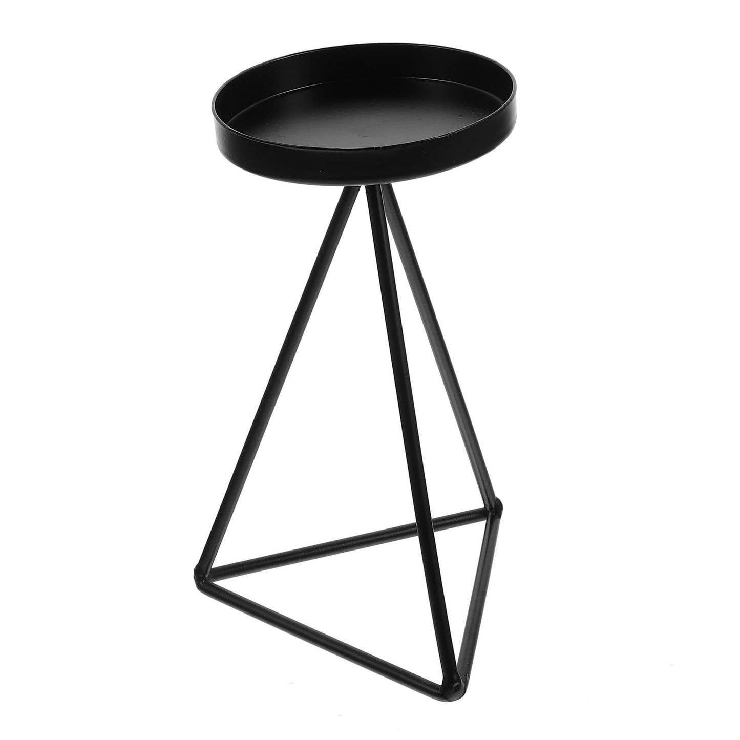 Ipetboom Geometric Iron Hollow Candlestick Holder Black Triangular Candle Pedestal for Dining Table Home Decor