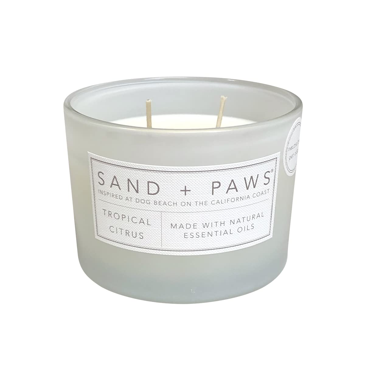 Sand + Paws Scented Candle - Tropical Citrus - Additional Scents and Sizes –Luxurious Air Freshening Jar Candles Neutralize pet Odors and Enhance Home décor – 100% Cotton Lead-Free Wicks - 12 oz