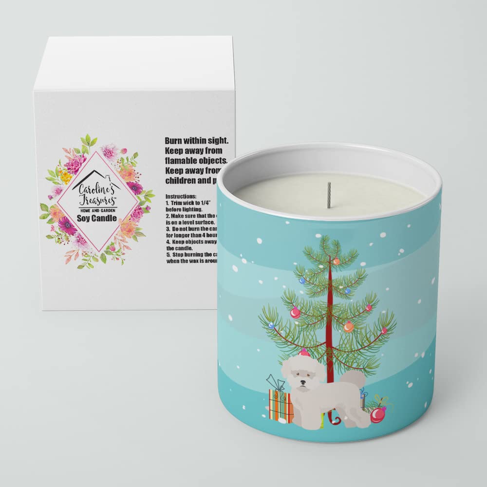 Caroline's Treasures CK3445CDL Bichon Frise Christmas Tree 10 oz Decorative Soy Candle Nature Soy Wax Essential Oil Home Decor Ideal for Bedroom Kitchen Bath Office Gift, 10 oz