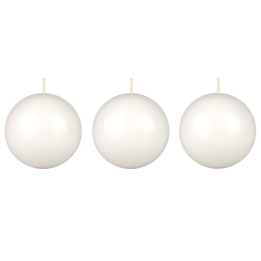 Mega Candles 3 pcs Unscented White Ball Round Candles, Hand Poured Premium Wax Candle 3 Inch x 3 Inch, Home Décor, Wedding Receptions, Occasions, Events, Festivities, Meditations, Relaxation