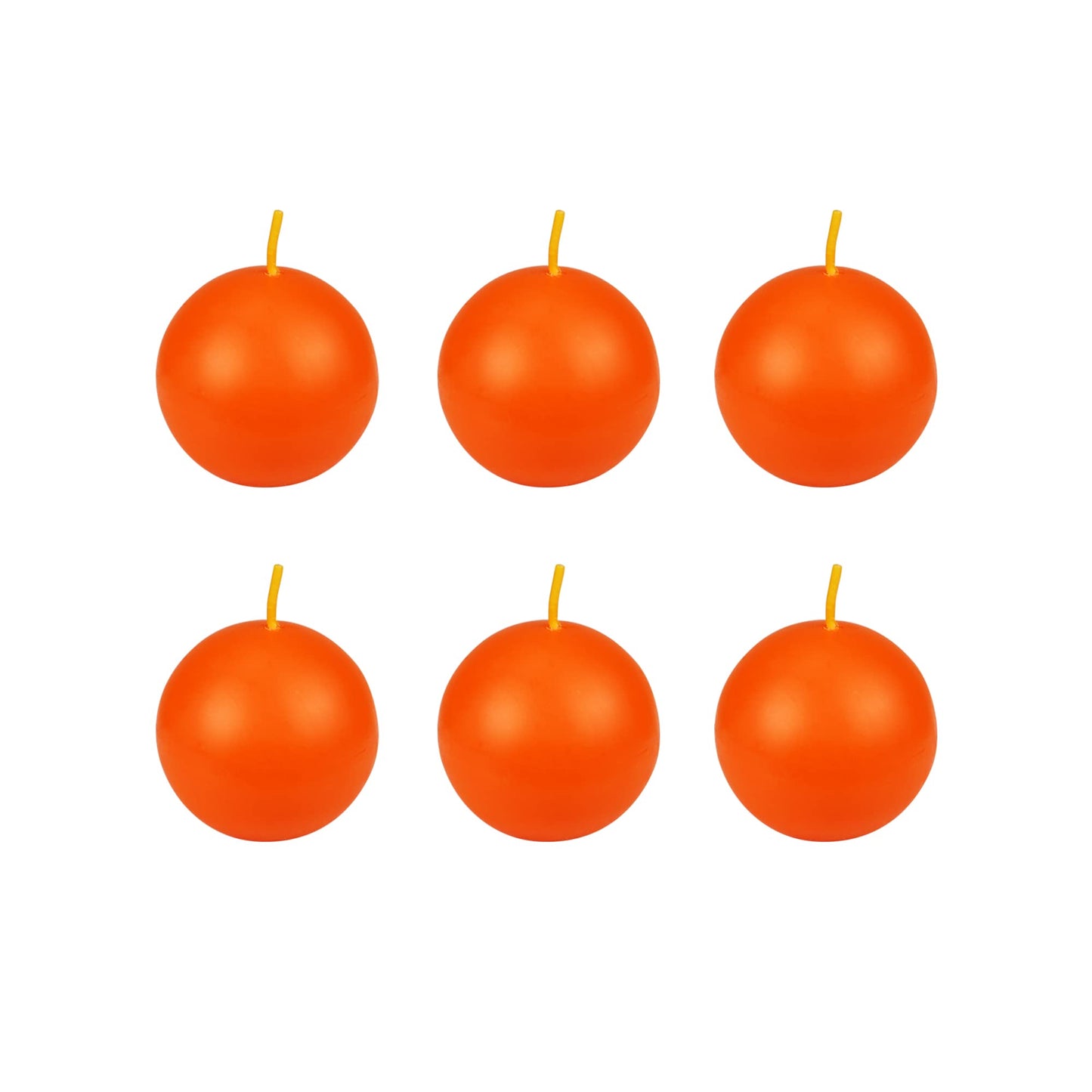 Zest Candle 6-Piece Ball Candles, 3-Inch, Orange