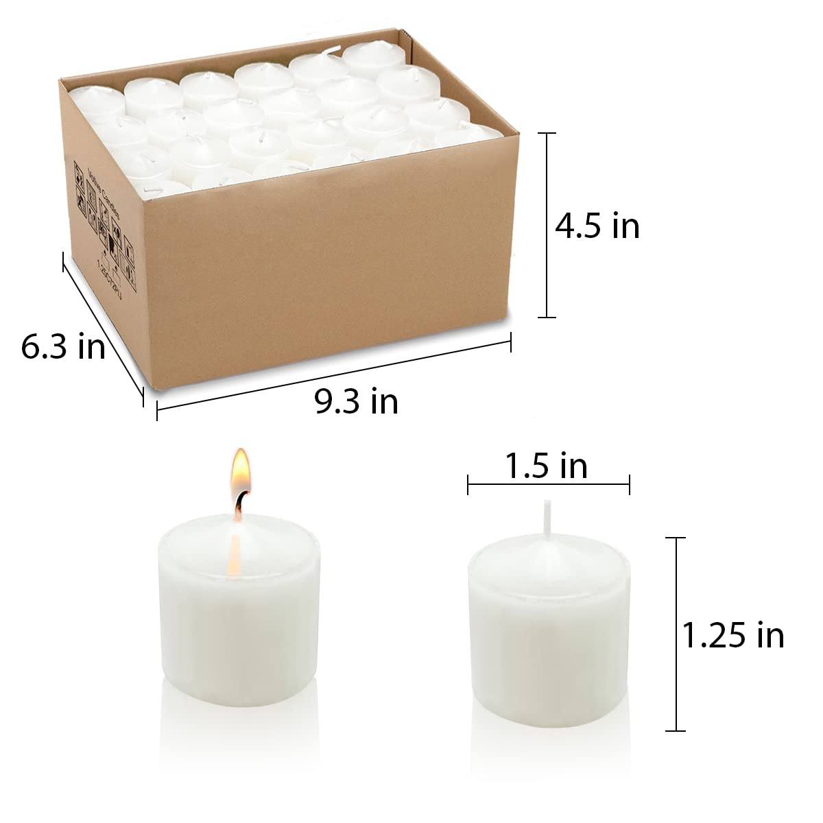 8 Hour White Votive Candles for Weddings Party Spa and Emergency, Set of 72 Small Unscented Bulk Candles for Restaurants and Home Decoration