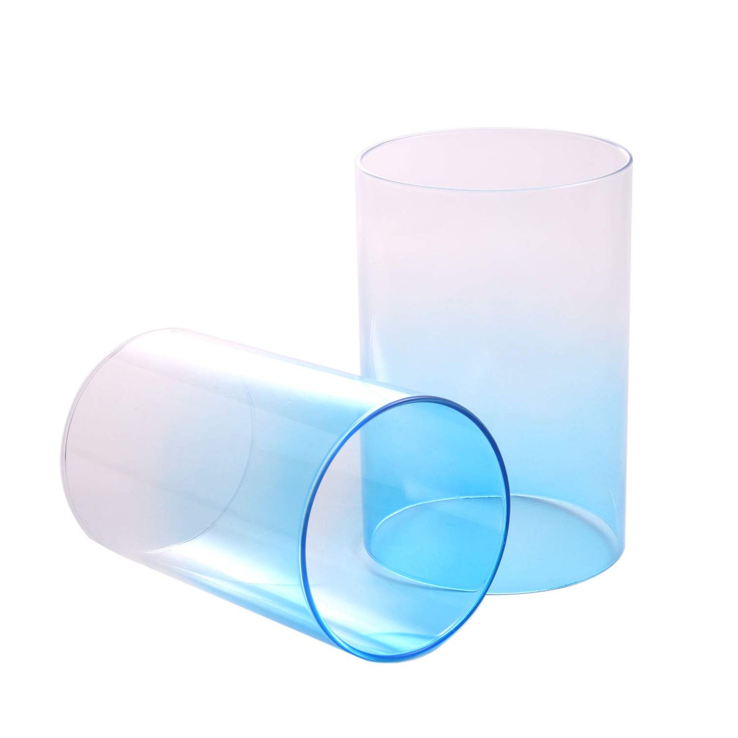 KETE Colored Glass Cylinder Candle Holder Bottomless Borosilicate Glass Globe Lamp Shade Replacement (GRADIENT BLUE,3.5x6)
