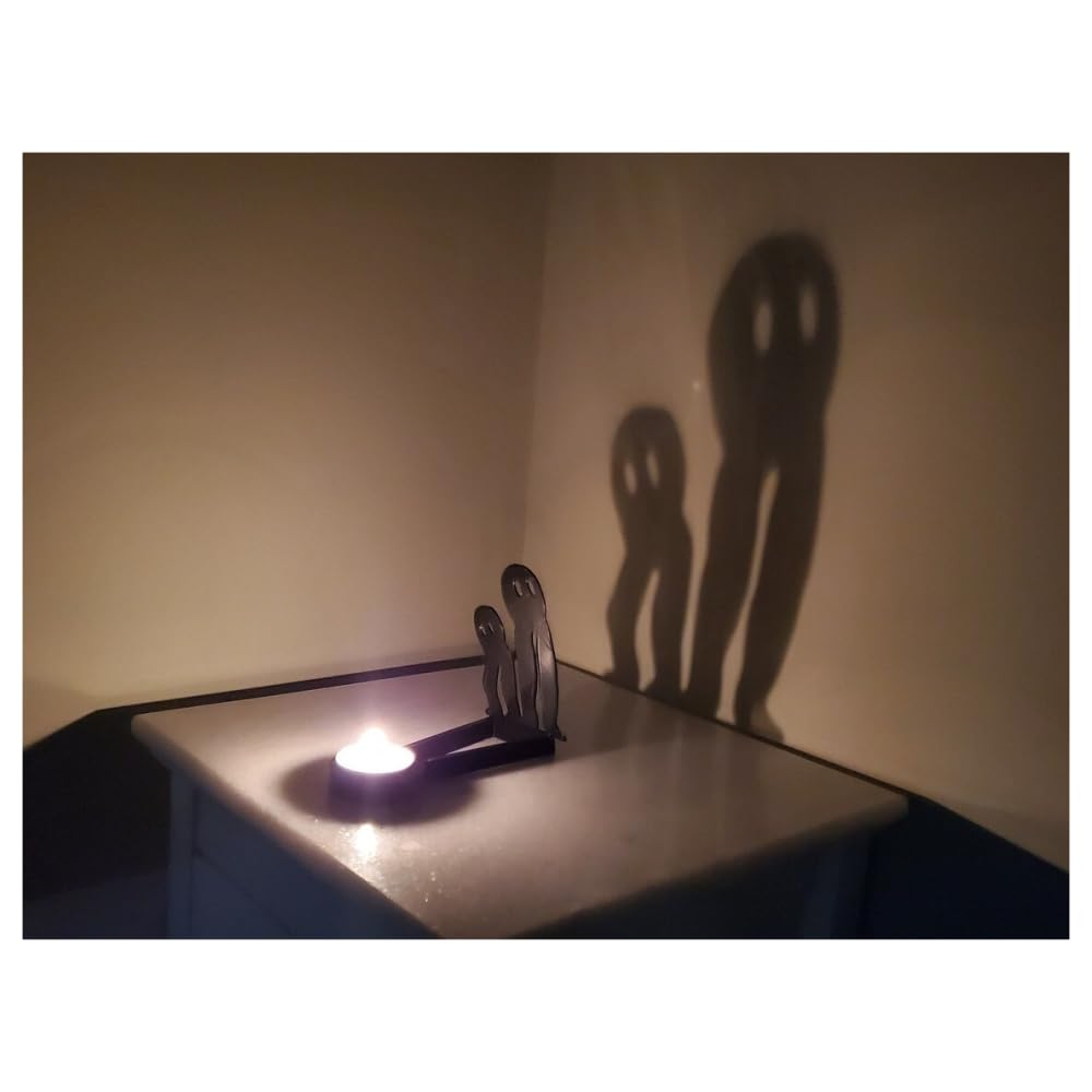 vrsquer Halloween Funny Shadow Stand Candle Holder Table Décor Candle Jars with Witch Skeleton Bat Monster Wolf Cat Pumpkin Table Centerpieces 1pc (color10)