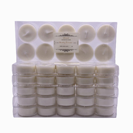 LITLUNA Soy Tealight Candles Scented w/Clear Cup- Pack 60,Assorted 6 Luxury Aromatheraphy Collect-Lavender/Rose/Jasmine Tea/Vanilla/Basil Orange/Apple, Pleasing Smell for Home,Camping,Trip