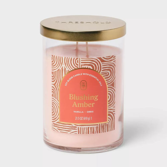 Threshold 2-Wick Lidded Glass Jar Candle (21.5oz, Blushing Amber)