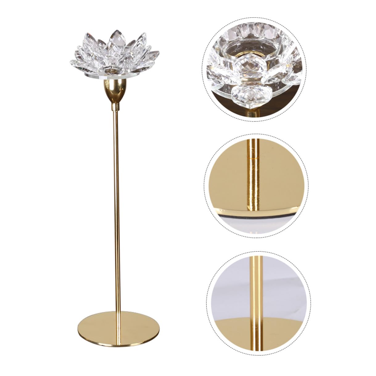 HOOTNEE Modern Metal Crystal Lotus Candle Holder Small Decorative Wedding Candlestick for Dining Room Romantic Home Décor