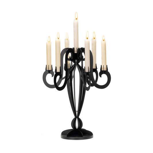 AIM & GGKK 7 Arm Black Metal Candelabra Candle Holders – Elegant Taper Candle Holders, Classic Candlestick Holder, Decorative Candelabra Centerpiece for Table & Home Decor