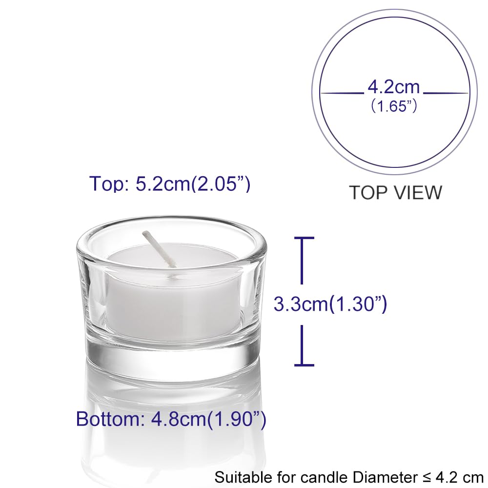 Elivia Clear Tealight Candle Holders - Set of 18, Round Glass Candle Holder, 2" Diameter - CH03