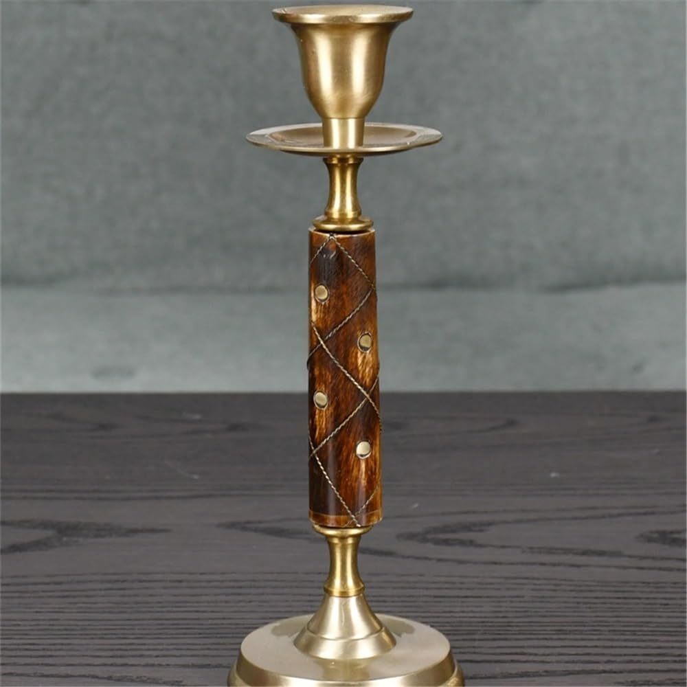 Candlestick Holders High-Grade Brass Candlestick Retro Handicraft Candlestick Home Restaurant Decoration Shooting Props Ornaments Candle Holders