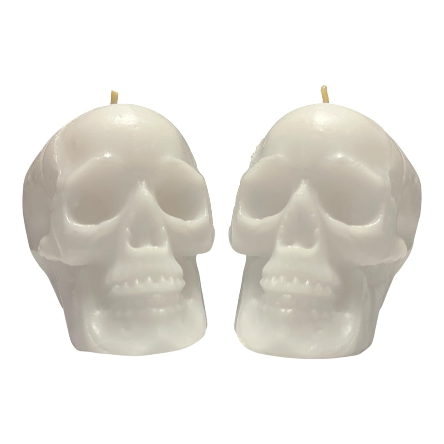 2 pcs White Skull Candles for Purity and Strength (Witches, Figure, aessthetic, Skeleton, Goth, Spooky, Ritual, Fireplace, Decorations, Bloody, Brain, Spiritual, Weird, Satanic, drip)