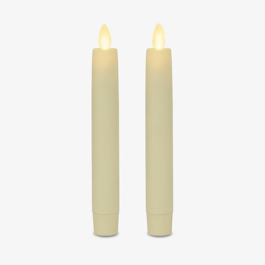 Luminara - Flameless Battery Operated Taper Candle - Ivory - Pack of 2-1x6 inch - LED Flickering Flame - Realistic Safe for Home Kids and Pets