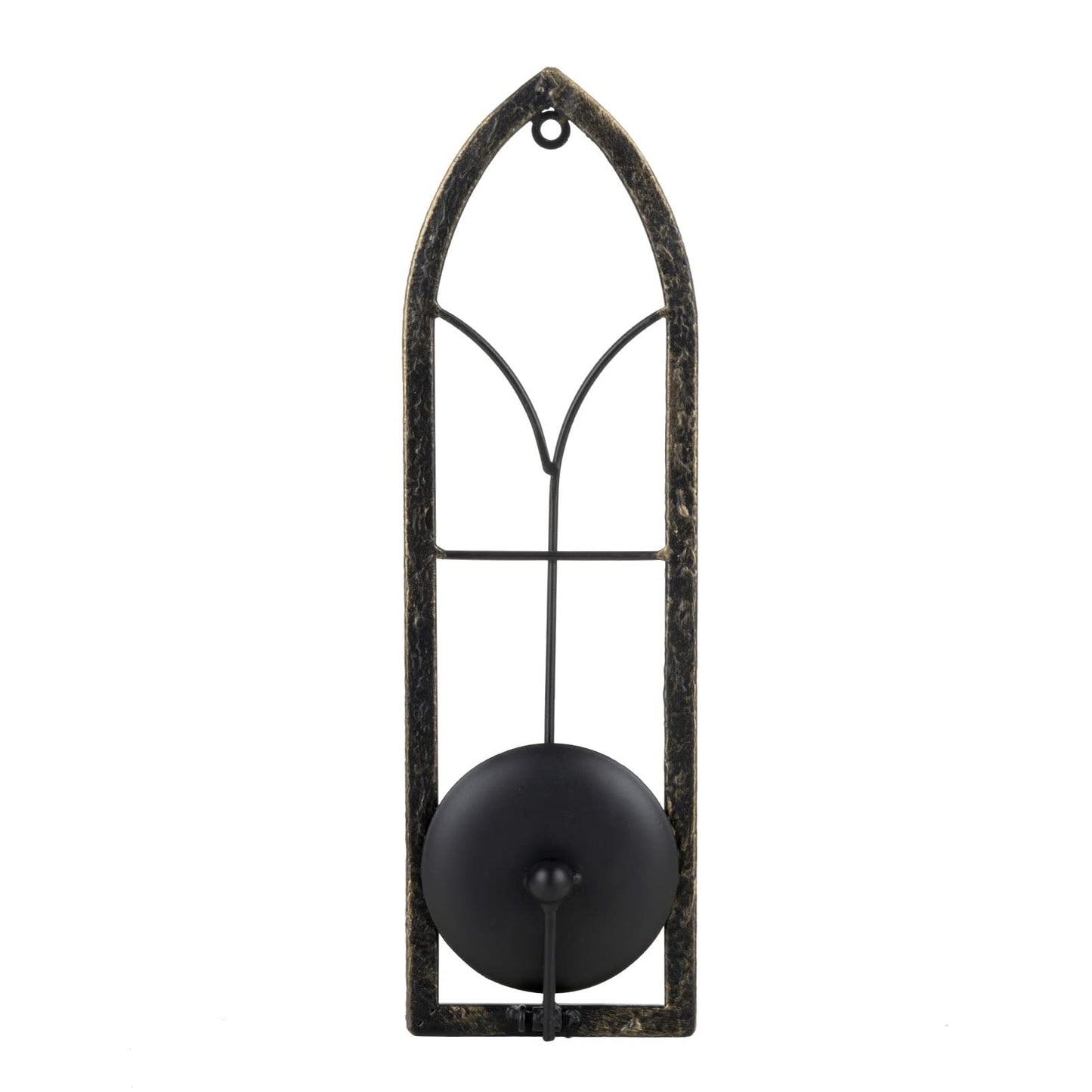 GAKA Metal Rustic Wall Sconce Candle Holder Set of 2 Black Gold Wall Gothic Mount Candle Sconce Holder for Living Room, Bathroom, Dining Room,Window Styling
