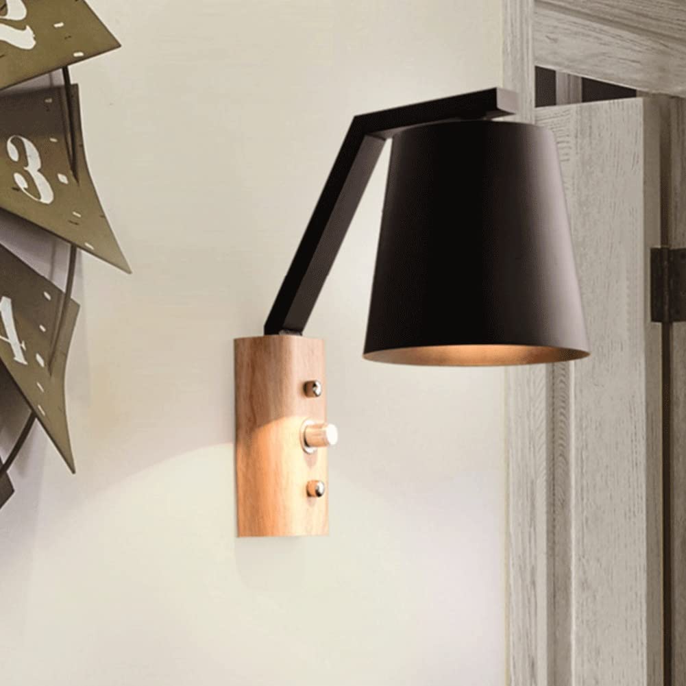 Wall Lighting Fixtures Modern Nordic Coloured Wall Light Solid Wood Base Wall Sconce Rotary Switch Wall Mounted Lighting Fixture for Living Room Aisle Children's Kid's Bedroom Bedside Reading (Color