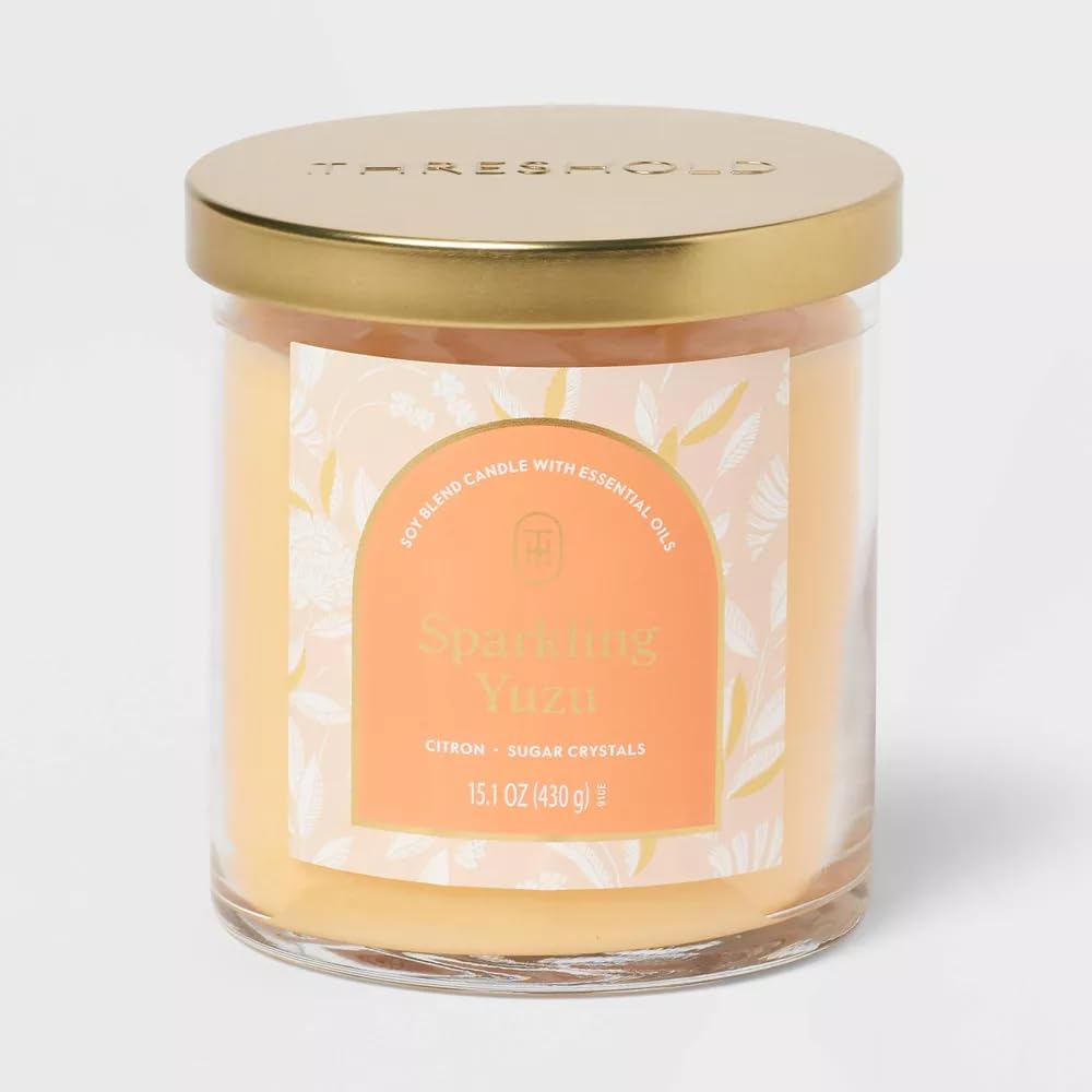 Threshold 2-Wick Lidded Glass Jar Candle (15.1oz, Sparkling Yuzu)