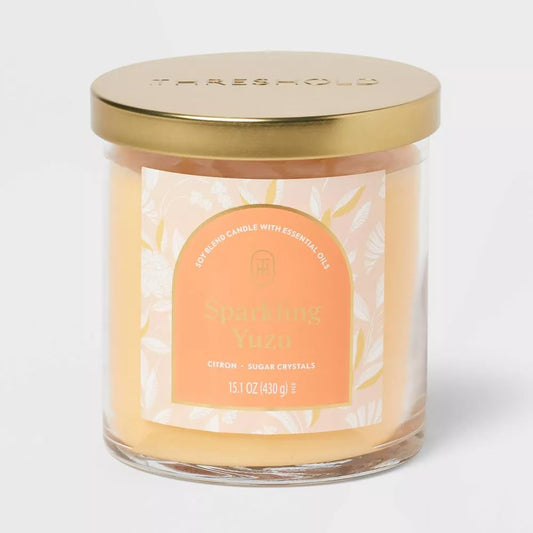 Threshold 2-Wick Lidded Glass Jar Candle (15.1oz, Sparkling Yuzu)