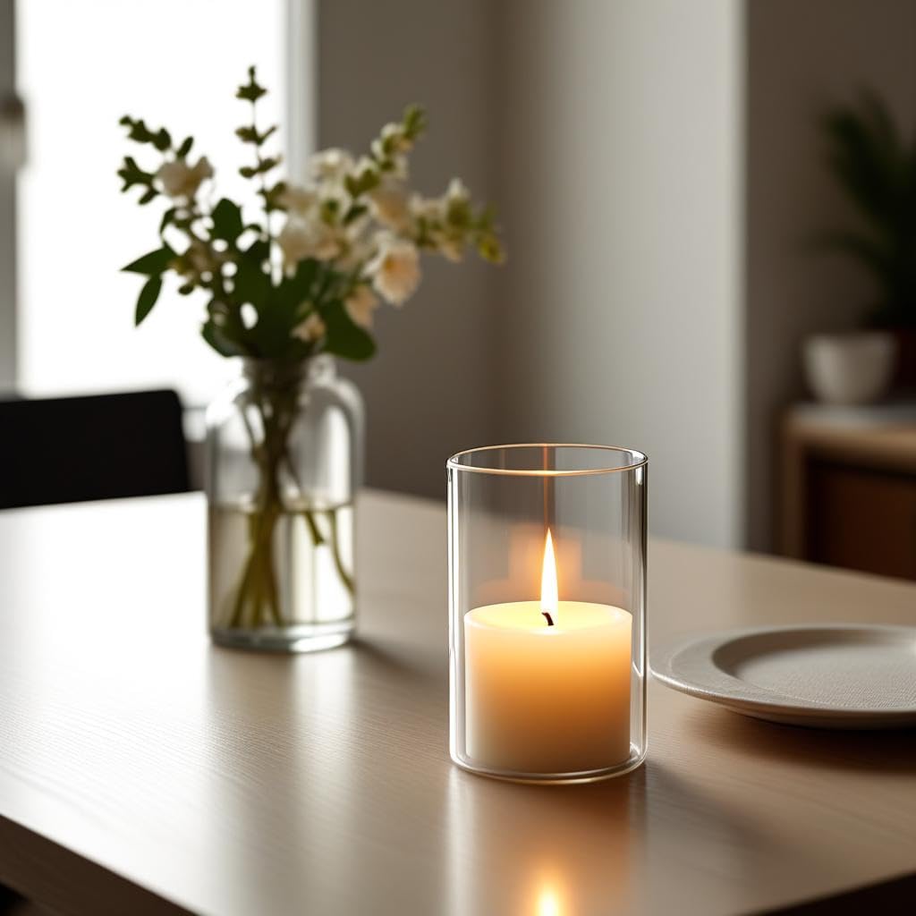 CYS EXCEL 6 PCS (H:6" D:4") Open Ended Clear Glass Hurricane Candleholder Tube Lamp Shade Open Flame Candlestick Holder Chimney Tube Cover Bottomless Cylinder