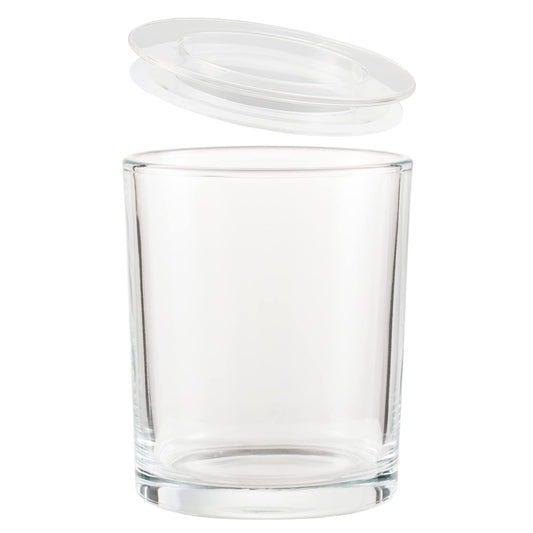 CandMak Candle Jars, 15 Pack 9 OZ Empty Glass Vessels Containers Jars Bulk with Clear Lids for Candle Making (Clear)