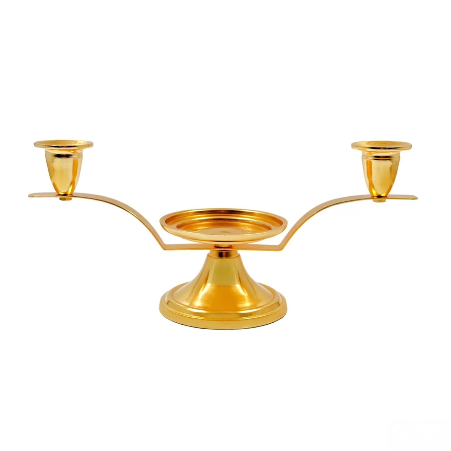 Hosley Gold Metal Unity Candle Holders for Wedding Ceremony Set. Unity Center with Two Taper Candle Holders