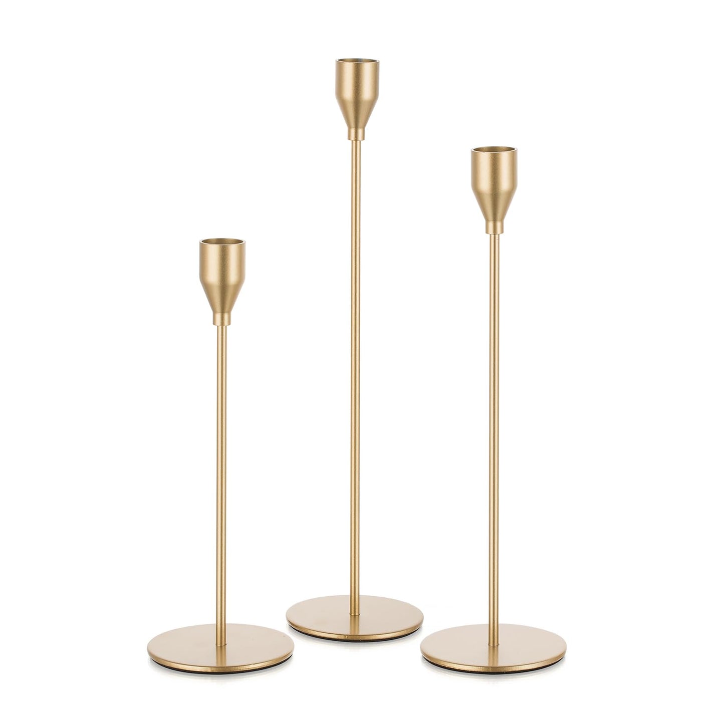 Candeldo Gold Taper Candle Holders: Tall Candlestick Holder for Table Centerpiece Set of 3 Metal Candles Stick Holders Stand Wedding Decor