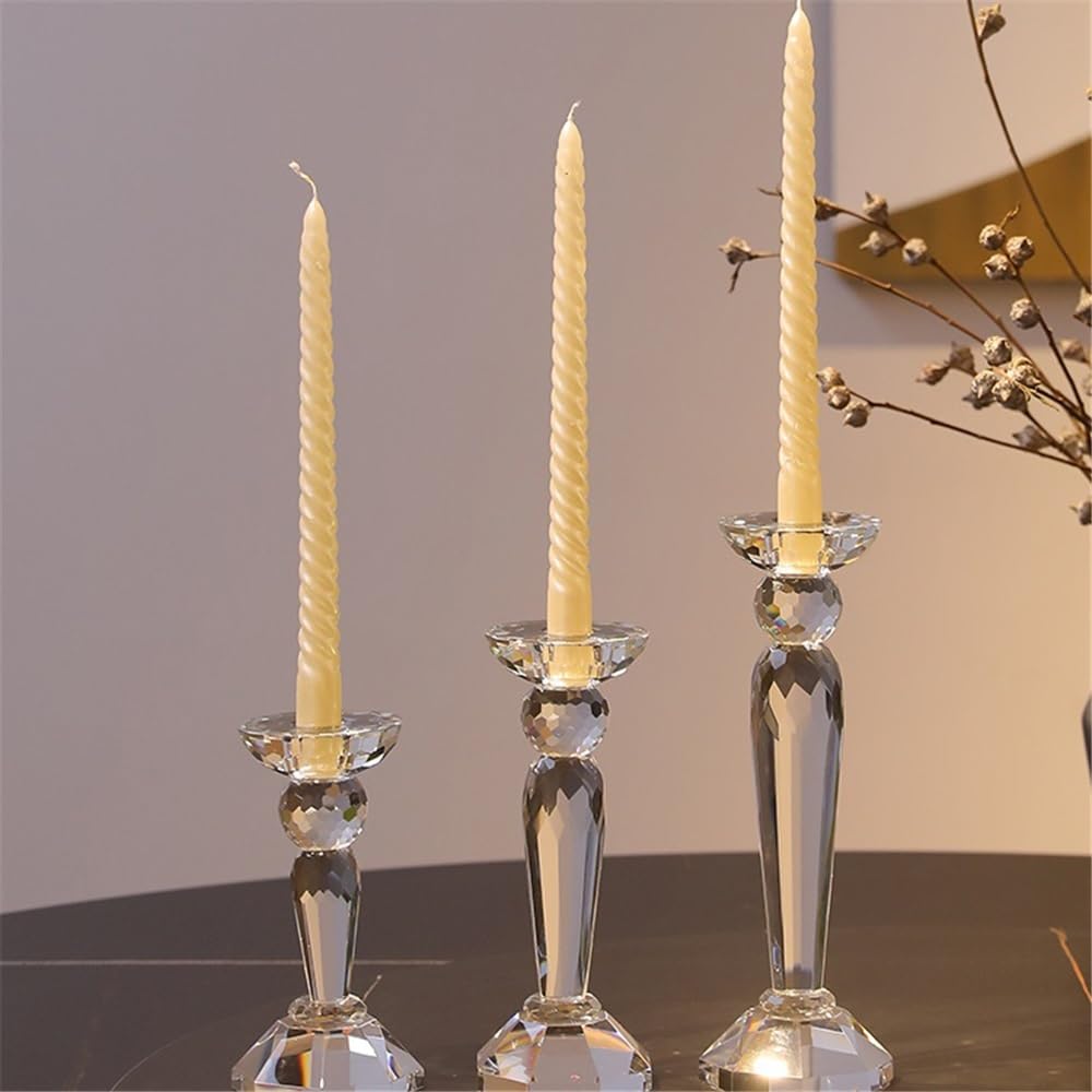 Candle Holders Creative Crystal Candle Holder, Elegant Candle Holder, Centerpiece for Weddings, Churches, Halloween, Dining and Home Decoration Decorative Candlestick(Small)