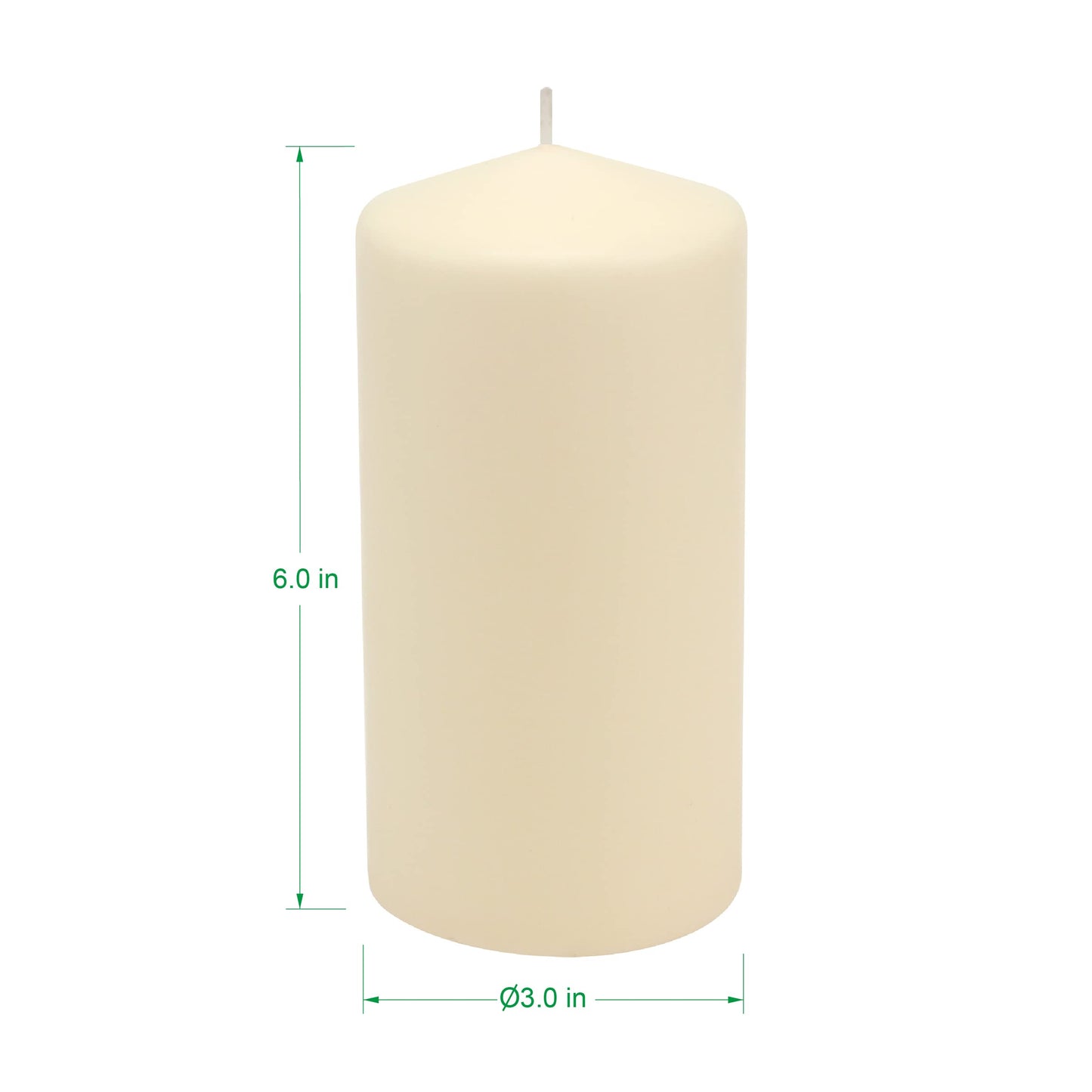 Stonebriar Unscented Pillar Candles – 65 Hour Burn Time, Long-Lasting Wax Candles for Weddings, Holidays, Home Décor & Special Events, Pack of 6, Ivory, 3" x 6"