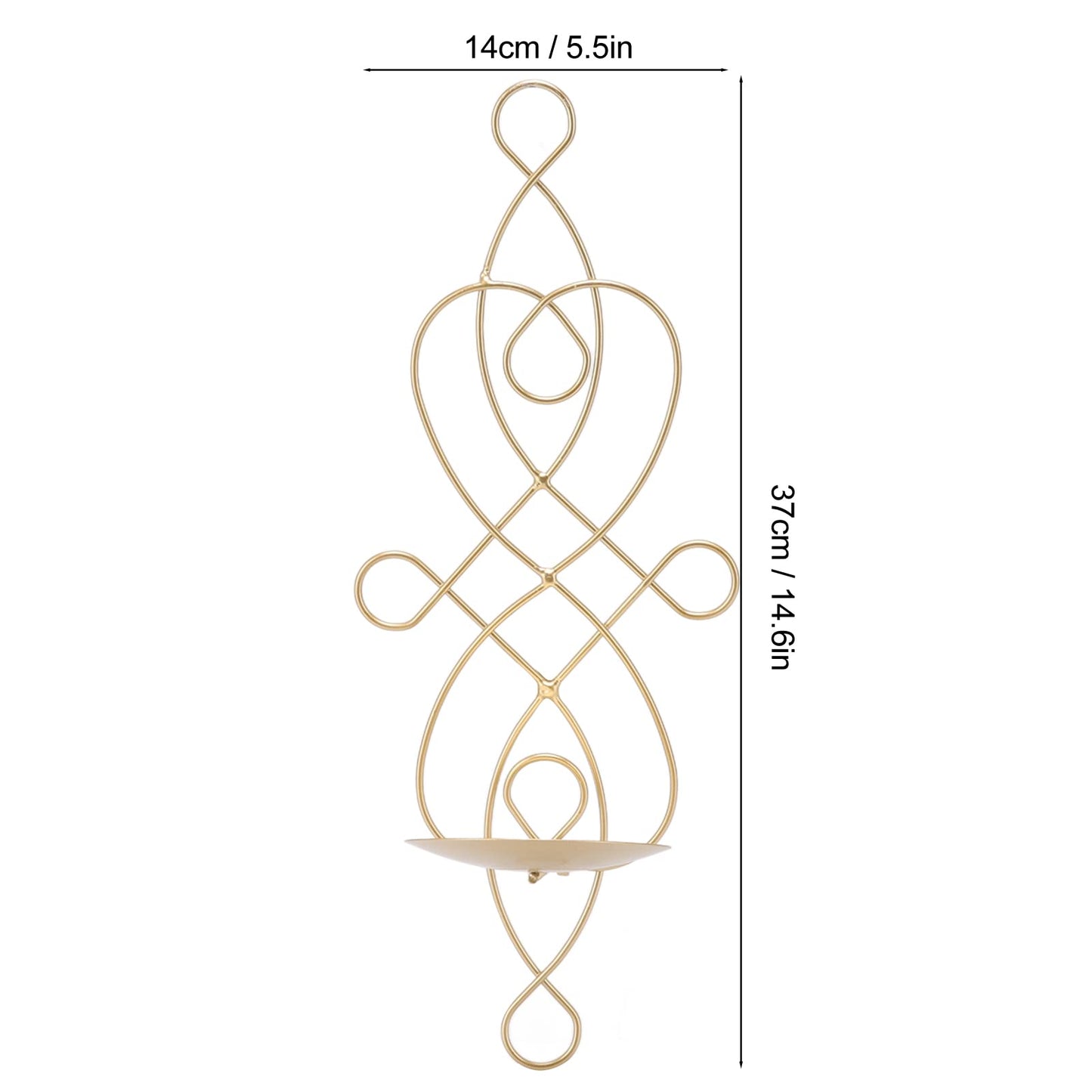 Wall Sconces Candle Holder, Set of 2 Iron Hanging Candle Sconce Holder Foldable Wall Candle Holder for Bedroom Dining Room (Gold)