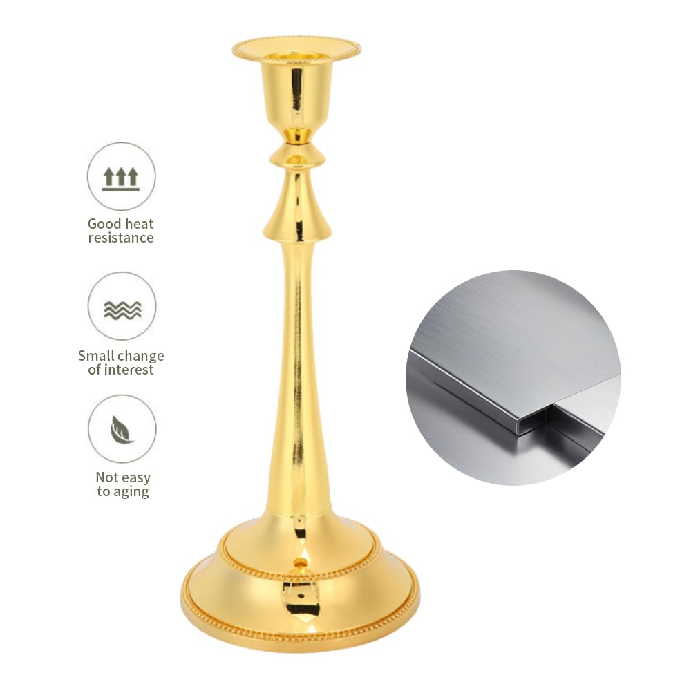 MOUMOUTEN Candelabra,2Pcs 1 Arm Gold Candlestick Holder Length 25cm Decorative Ambience Ornament for Home,Wedding, Restaurant and Other Occasions