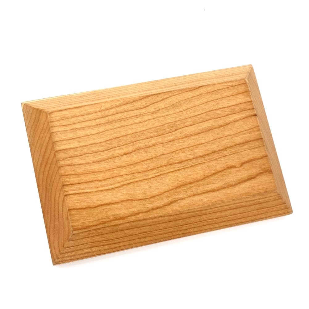WIN CHAMP Solid Cherrywood Pedestal, Rectangular Wood Display Base with Bevel, Modern Farmhouse Decor Wooden Riser for Display (6" x 4" x 7/8")