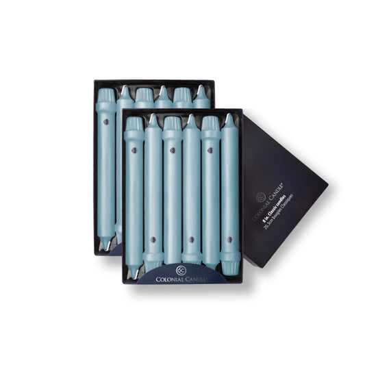 Colonial Candle Unscented Taper Candle, Classic Collection, Coastal Blue, 8 in, Pack of 12 - Up to 6 Hours Burn