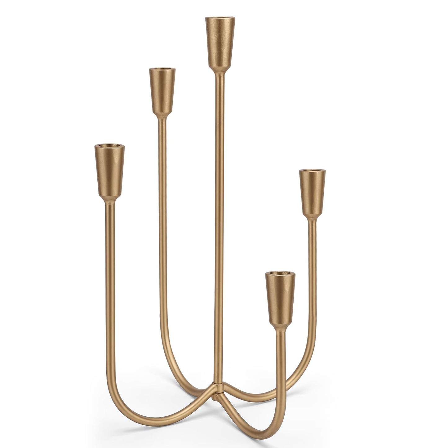 5-Candle Cast Iron Metal Candelabra, 17.7 Inch Candlestick Holders, Iron Tabletop Candelabra, Taper Candle Holders, Cast Iron Candelabra for Wedding, Table, Fireplace Mantel Decor