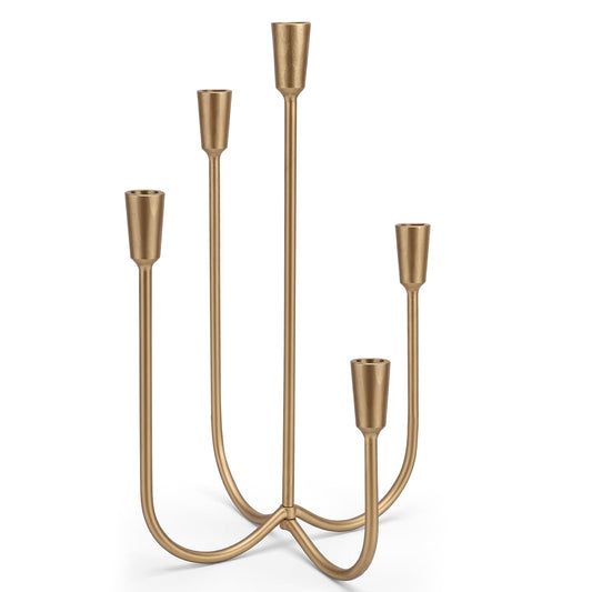 5-Candle Cast Iron Metal Candelabra, 17.7 Inch Candlestick Holders, Iron Tabletop Candelabra, Taper Candle Holders, Cast Iron Candelabra for Wedding, Table, Fireplace Mantel Decor