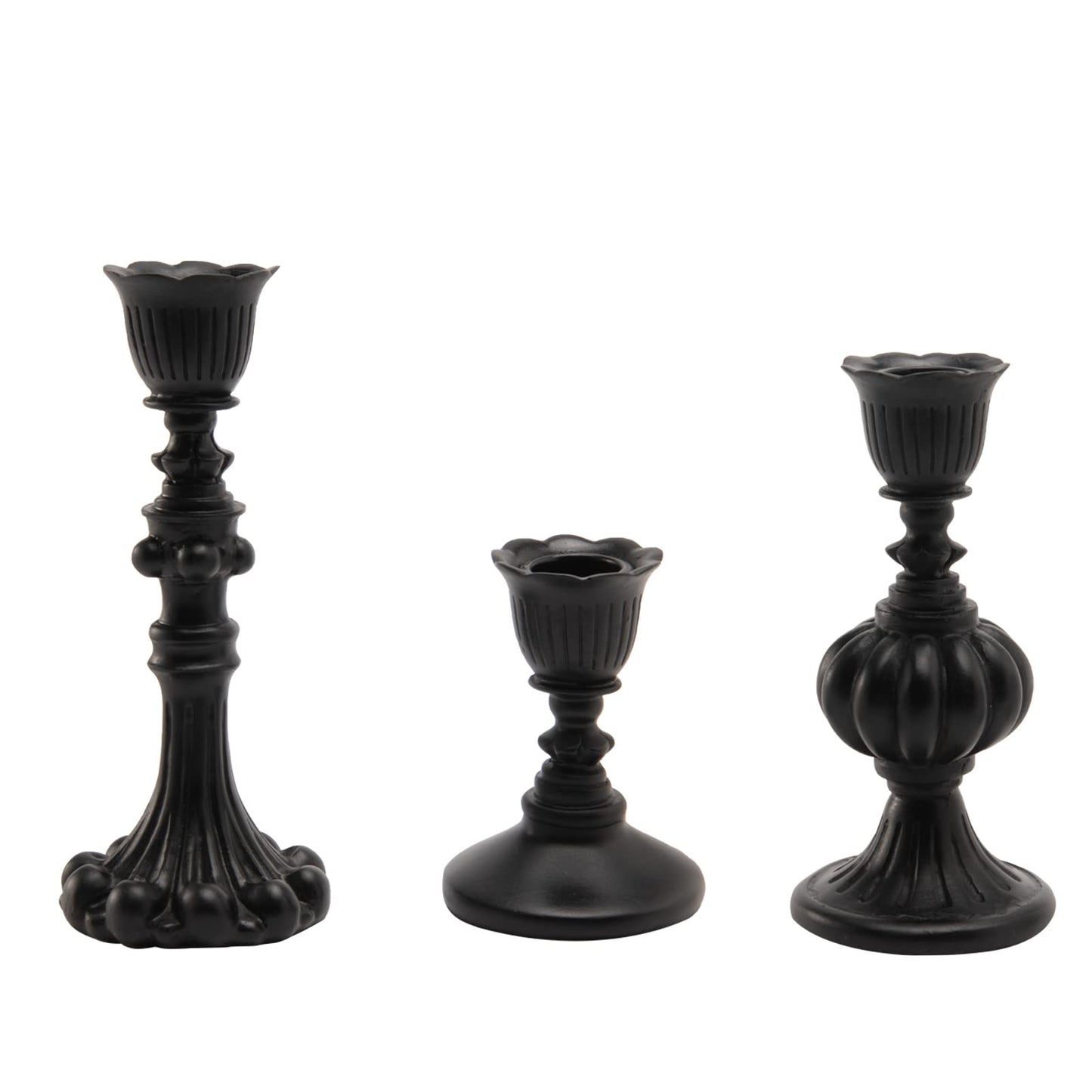 Candle Stick Candle Holder Set - Black Christmas Candlestick Holder Modern Baroque Home Decor for Coffee Table for Kwanzaa Easter Centerpiece Dinning Room Wedding Set of 3 Guichifun