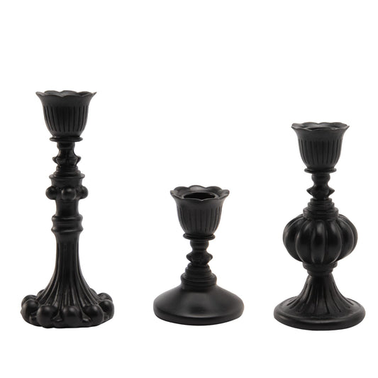 Candle Stick Candle Holder Set - Black Christmas Candlestick Holder Modern Baroque Home Decor for Coffee Table for Kwanzaa Easter Centerpiece Dinning Room Wedding Set of 3 Guichifun