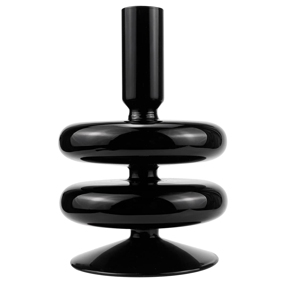 LNQ LUNIQI Glass Candle Holder for Taper Candles,Clear Decorative Candle Sticks Holders for Wedding Valentines Day Birthday Party Centerpiece (Black)