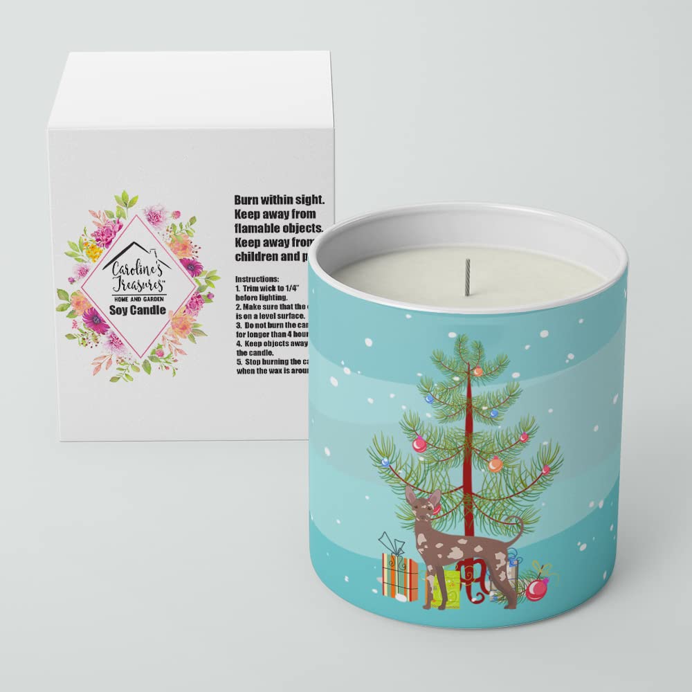 Caroline's Treasures CK3473CDL Mexican Hairless Dog Christmas Tree 10 oz Decorative Soy Candle Nature Soy Wax Essential Oil Home Decor Ideal for Bedroom Kitchen Bath Office Gift, 10 oz